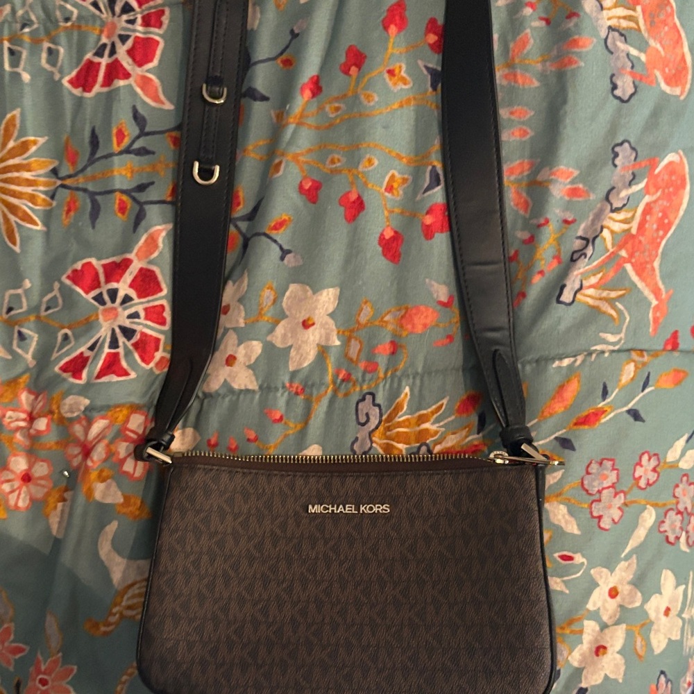 Michael Kors Brown Logo Crossbody Bag with Black Strap